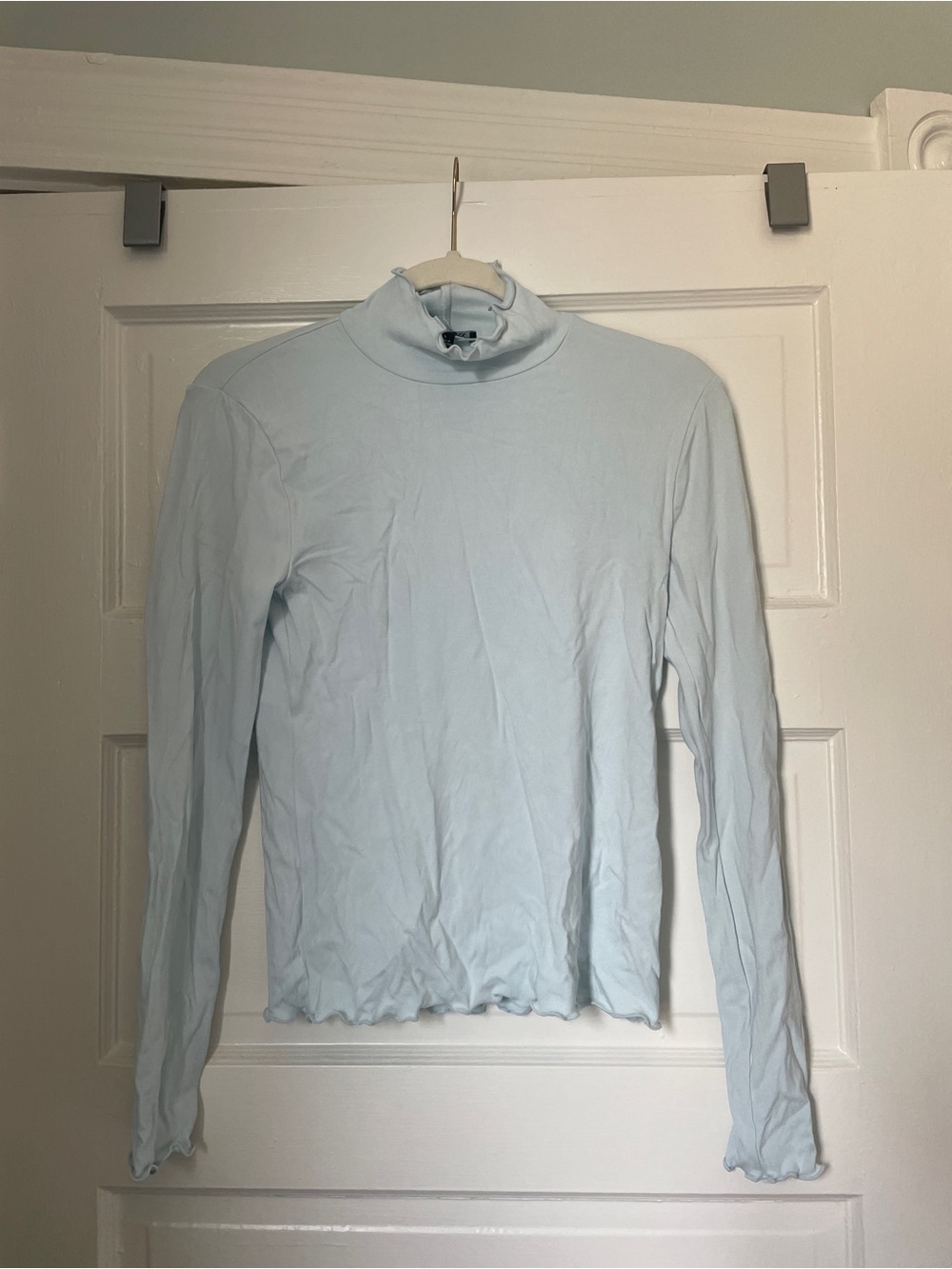 J. Crew Refined rib lettuce-trim turtleneck in Rustic Mint NWOT